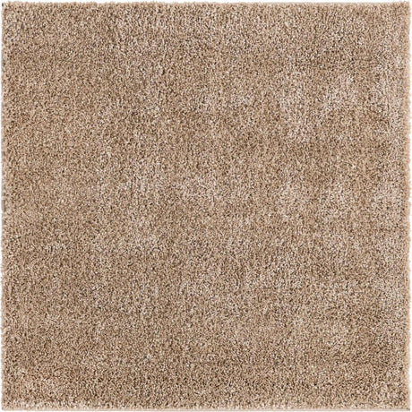 Khaki 4' 1 x 4' 1 Soft Solid Shag Square Area Rug Thick Soft Touch Fluffy & Plush Shaggy Pile