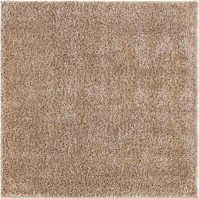 Khaki 4' 1 x 4' 1 Soft Solid Shag Square Area Rug Thick Soft Touch Fluffy & Plush Shaggy Pile