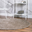 Khaki 5' 1 x 5' 1 Soft Solid Shag Round Area Rug Thick Soft Touch Fluffy & Plush Shaggy Pile