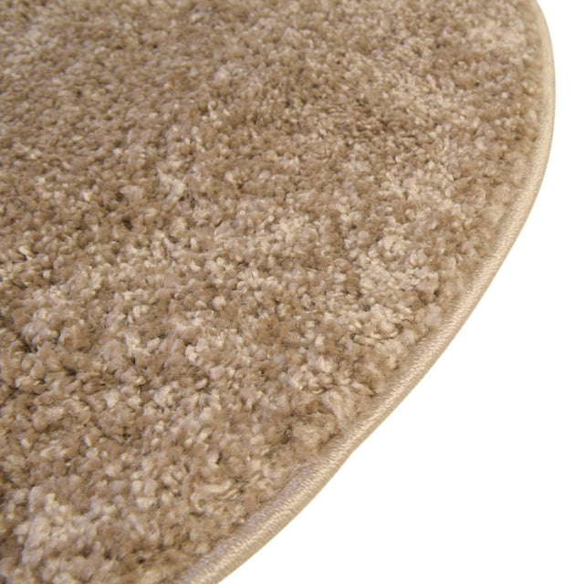 Khaki 5' 1 x 5' 1 Soft Solid Shag Round Area Rug Thick Soft Touch Fluffy & Plush Shaggy Pile