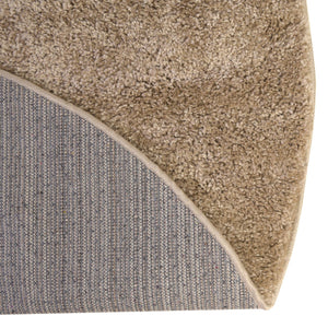 Khaki 5' 1 x 5' 1 Soft Solid Shag Round Area Rug Thick Soft Touch Fluffy & Plush Shaggy Pile