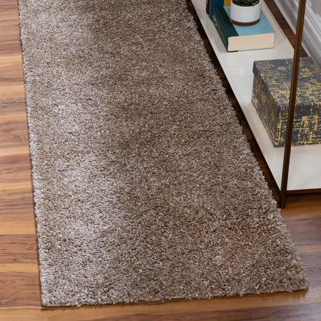 Khaki 2' 7 x 13' 1 Soft Solid Shag Runner Area Rug Thick Soft Touch Fluffy & Plush Shaggy Pile