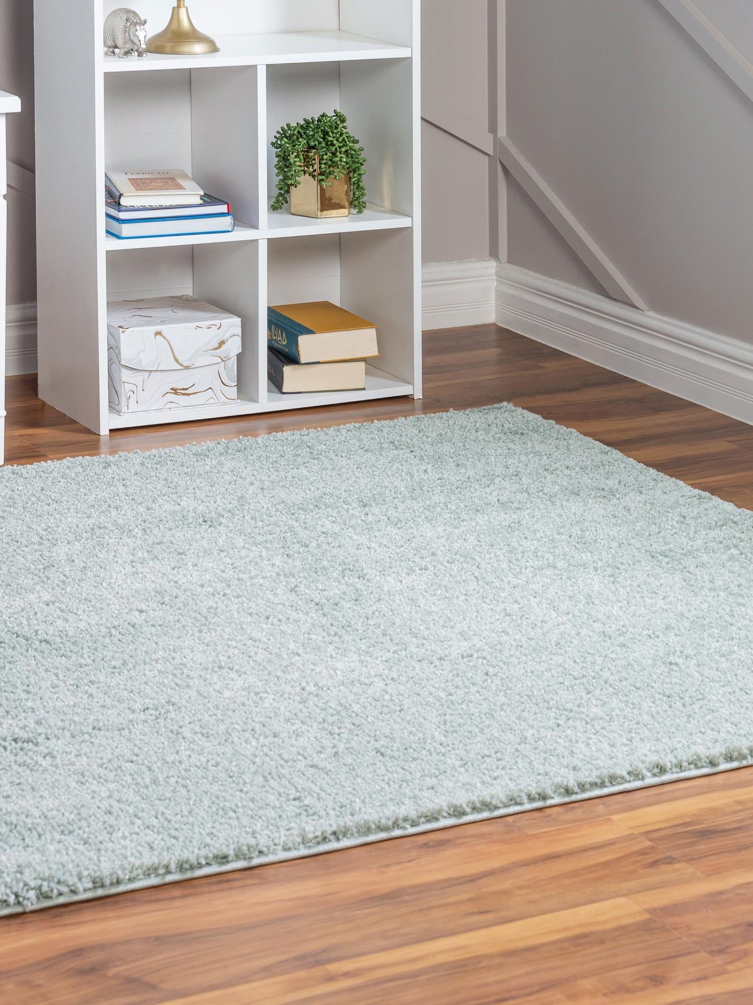 Sage Green 4' 1 x 4' 1 Soft Solid Shag Square Area Rug Thick Soft Touch Fluffy & Plush Shaggy Pile 100% Polypropylene Minimalist Carpet for Modern Home Interiors for Sale at Rug Engine