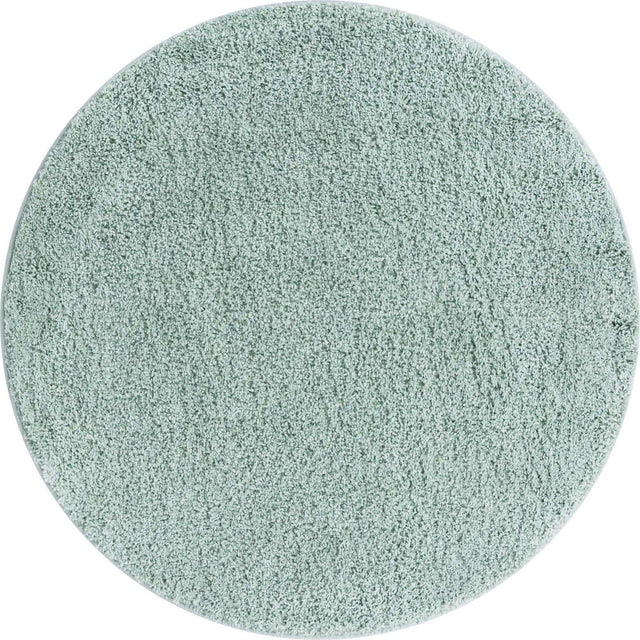 Sage Green 4' 1 x 4' 1 Soft Solid Shag Round Area Rug Thick Soft Touch Fluffy & Plush Shaggy Pile