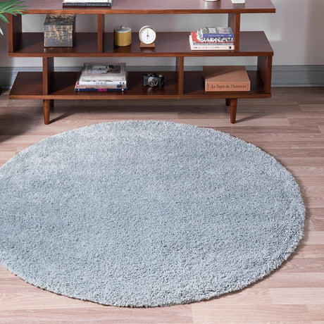 Sage Green 8' x 8' Soft Solid Shag Round Area Rug Thick Soft Touch Fluffy & Plush Shaggy Pile
