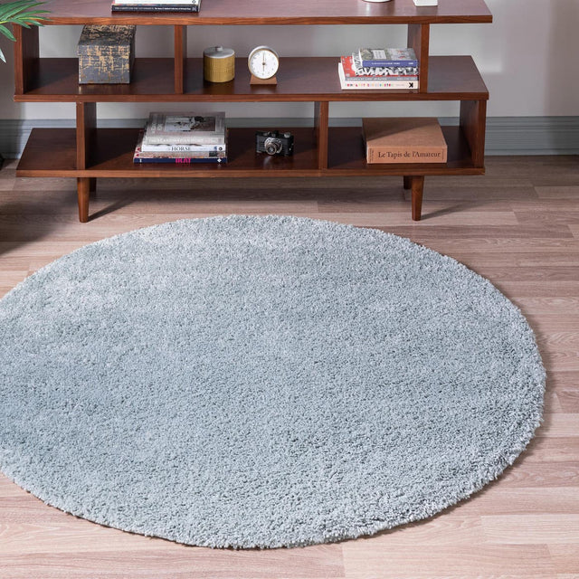 Sage Green 8' x 8' Soft Solid Shag Round Area Rug Thick Soft Touch Fluffy & Plush Shaggy Pile