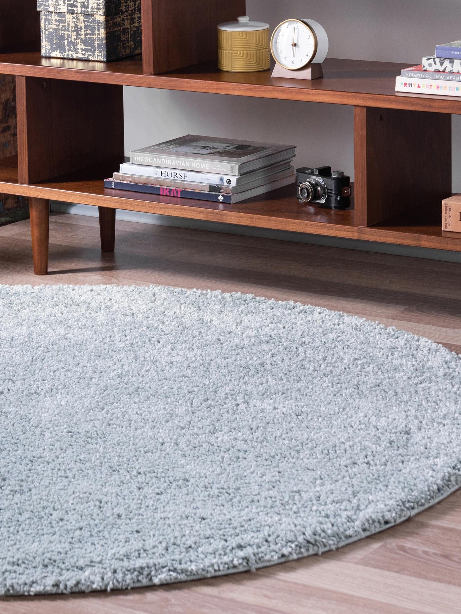 Sage Green 6' 1 x 6' 1 Soft Solid Shag Round Area Rug Thick Soft Touch Fluffy & Plush Shaggy Pile 100% Polypropylene Minimalist Carpet for Modern Home Interiors for Sale at Rug Engine