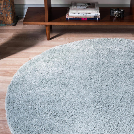 Sage Green 3' 3 x 3' 3 Soft Solid Shag Round Area Rug Thick Soft Touch Fluffy & Plush Shaggy Pile 100% Polypropylene Minimalist Carpet for Modern Home Interiors for Sale at Rug Engine