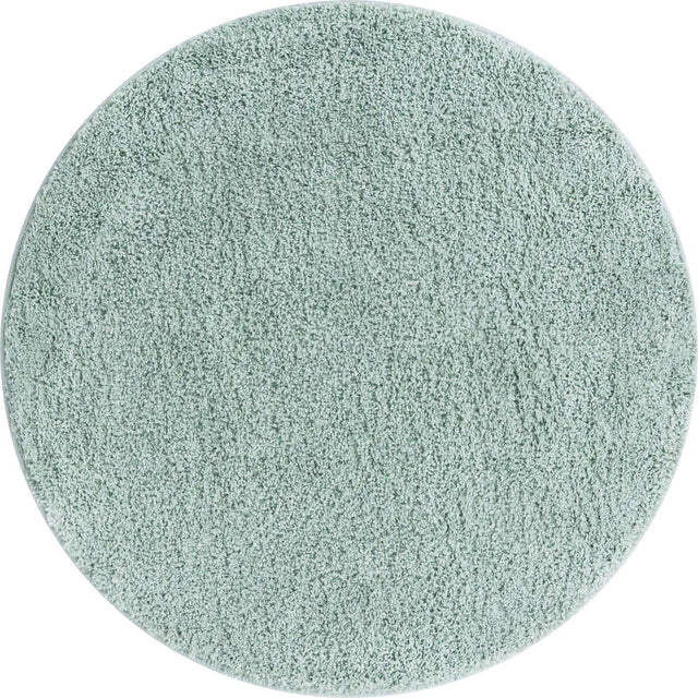 Sage Green 5' 1 x 5' 1 Soft Solid Shag Round Area Rug Thick Soft Touch Fluffy & Plush Shaggy Pile