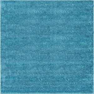 Turquoise 8' x 8' Soft Solid Shag Square Area Rug Thick Soft Touch Fluffy & Plush Shaggy Pile
