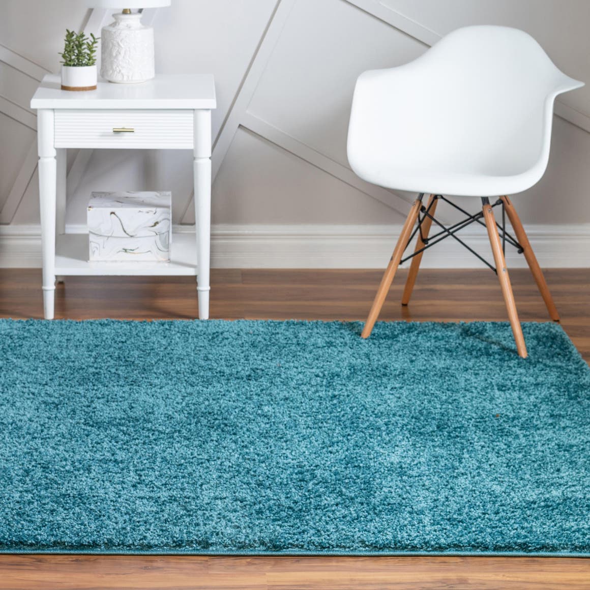 Turquoise 8' x 8' Soft Solid Shag Square Area Rug Thick Soft Touch Fluffy & Plush Shaggy Pile 100% Polypropylene Minimalist Carpet for Modern Home Interiors for Sale at Rug Engine