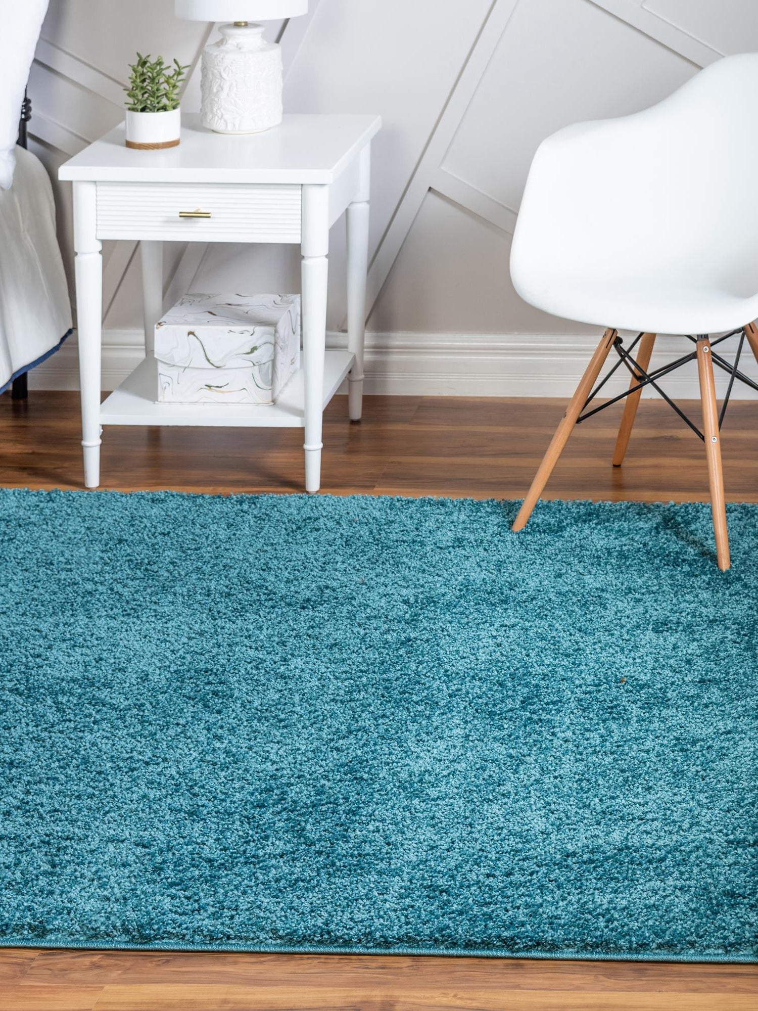 Turquoise 5' 1 x 5' 1 Soft Solid Shag Square Area Rug Thick Soft Touch Fluffy & Plush Shaggy Pile 100% Polypropylene Minimalist Carpet for Modern Home Interiors for Sale at Rug Engine