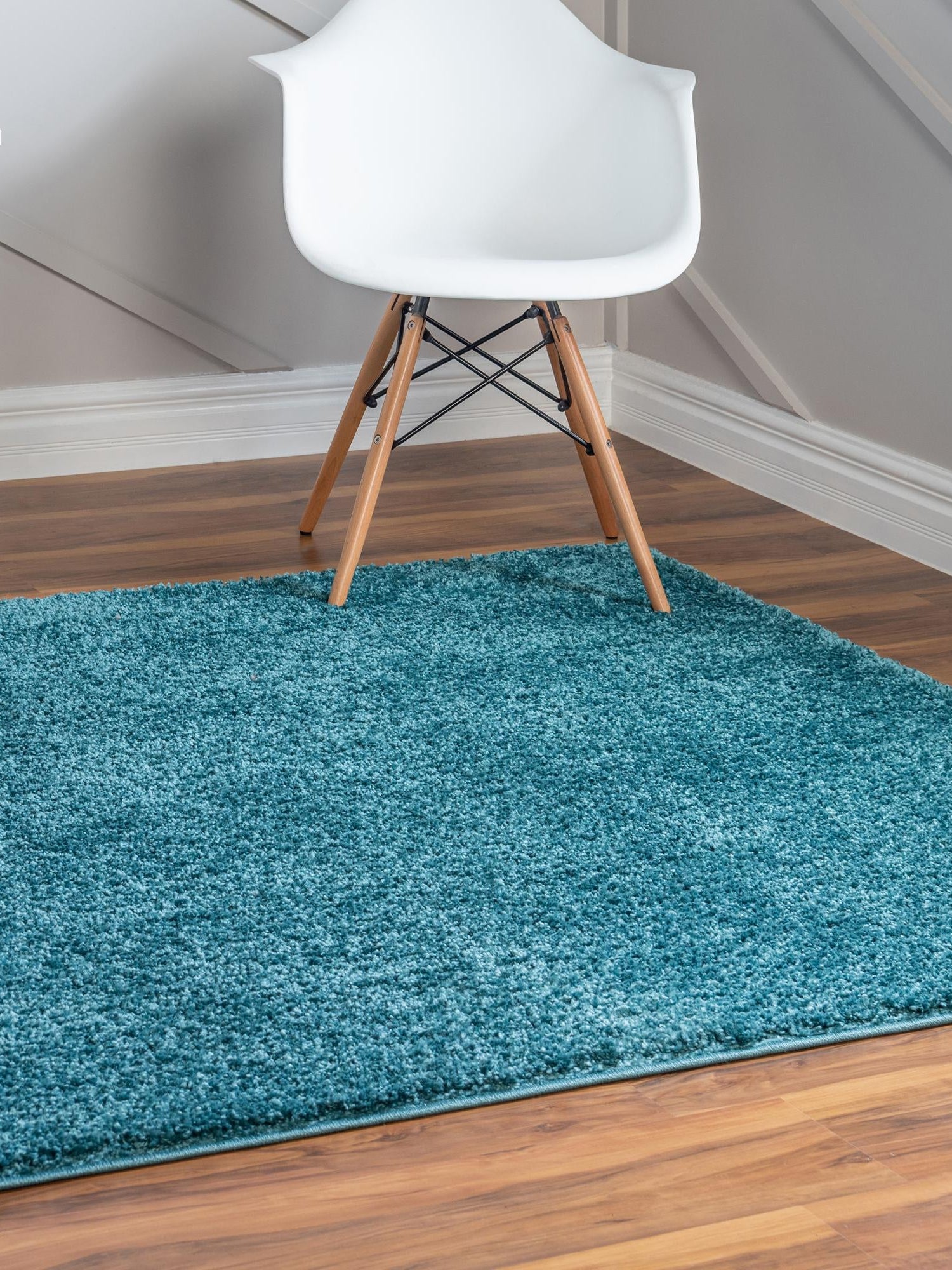Turquoise 8' x 8' Soft Solid Shag Square Area Rug Thick Soft Touch Fluffy & Plush Shaggy Pile 100% Polypropylene Minimalist Carpet for Modern Home Interiors for Sale at Rug Engine