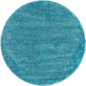 Turquoise 8' x 8' Soft Solid Shag Round Area Rug Thick Soft Touch Fluffy & Plush Shaggy Pile