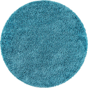 Turquoise 3' 3 x 3' 3 Soft Solid Shag Round Area Rug Thick Soft Touch Fluffy & Plush Shaggy Pile