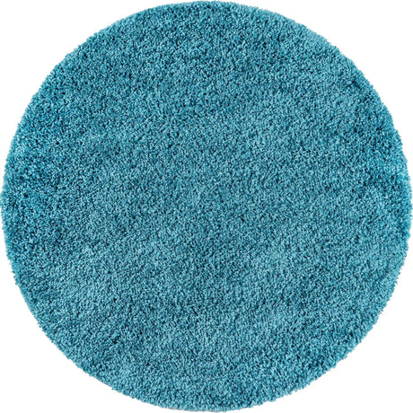 Turquoise 3' 3 x 3' 3 Soft Solid Shag Round Area Rug Thick Soft Touch Fluffy & Plush Shaggy Pile
