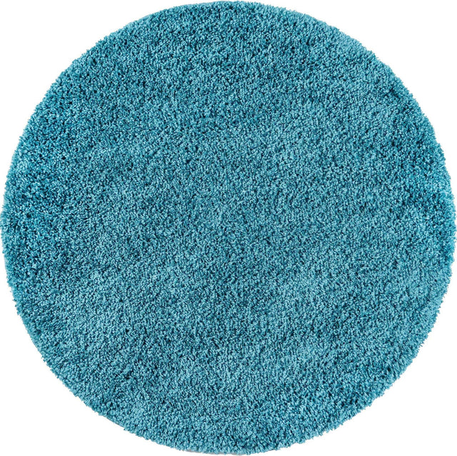 Turquoise 3' 3 x 3' 3 Soft Solid Shag Round Area Rug Thick Soft Touch Fluffy & Plush Shaggy Pile