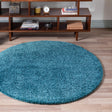Turquoise 6' 1 x 6' 1 Soft Solid Shag Round Area Rug Thick Soft Touch Fluffy & Plush Shaggy Pile 100% Polypropylene Minimalist Carpet for Modern Home Interiors for Sale at Rug Engine