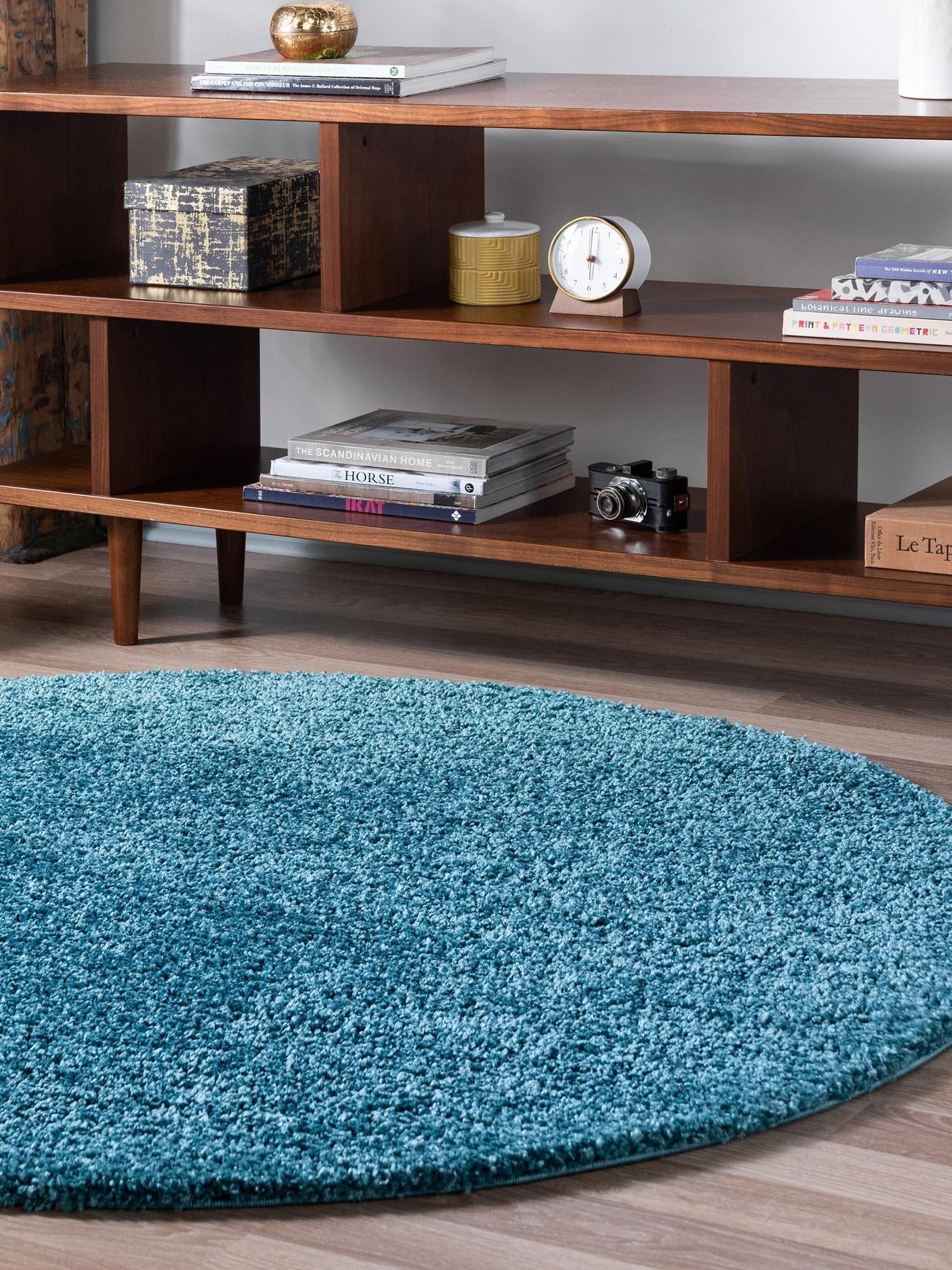 Turquoise 6' 1 x 6' 1 Soft Solid Shag Round Area Rug Thick Soft Touch Fluffy & Plush Shaggy Pile 100% Polypropylene Minimalist Carpet for Modern Home Interiors for Sale at Rug Engine