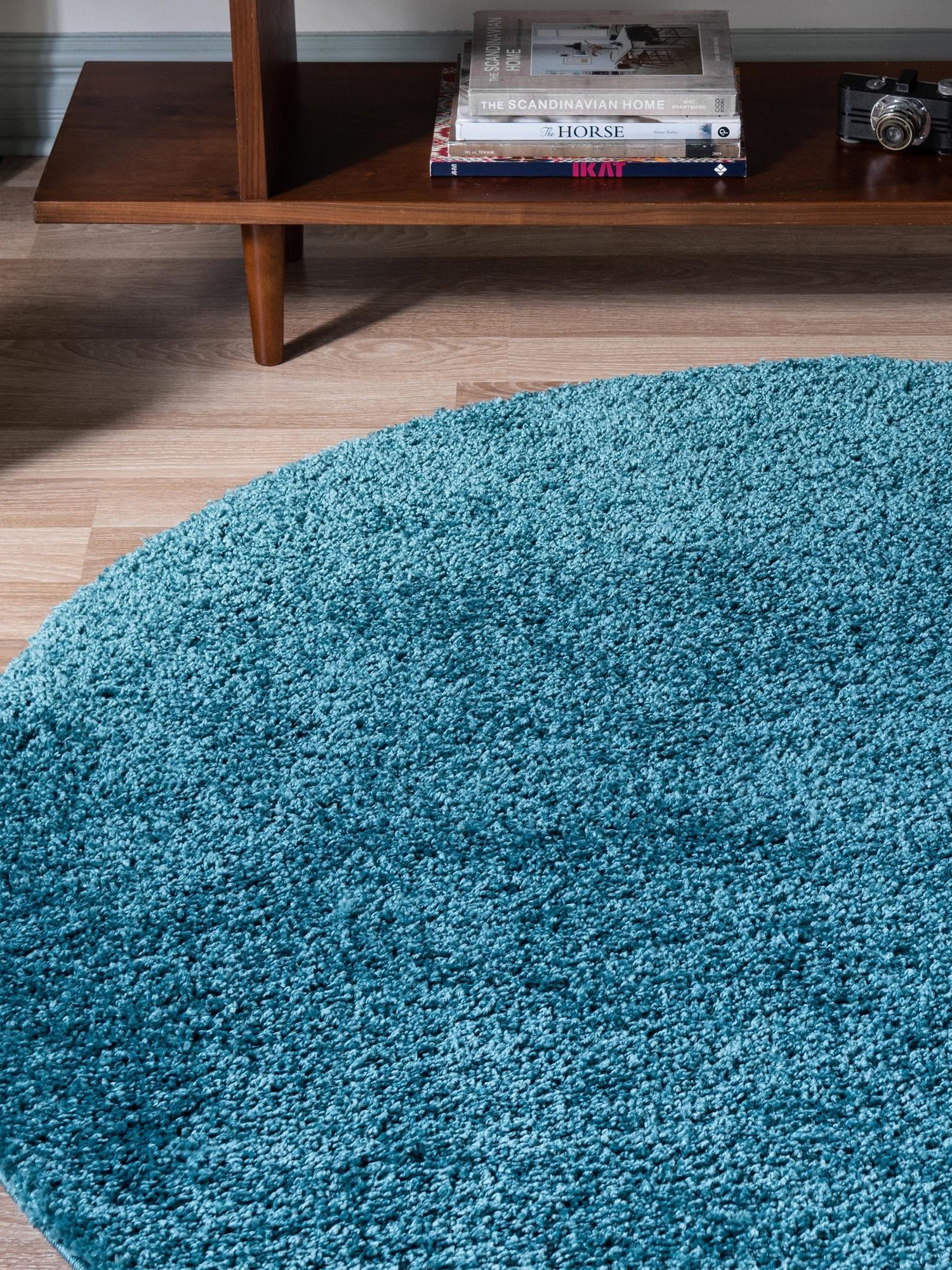 Turquoise 6' 1 x 6' 1 Soft Solid Shag Round Area Rug Thick Soft Touch Fluffy & Plush Shaggy Pile 100% Polypropylene Minimalist Carpet for Modern Home Interiors for Sale at Rug Engine