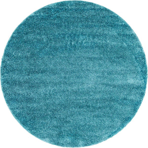 Turquoise 6' 1 x 6' 1 Soft Solid Shag Round Area Rug Thick Soft Touch Fluffy & Plush Shaggy Pile
