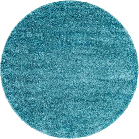 Turquoise 6' 1 x 6' 1 Soft Solid Shag Round Area Rug Thick Soft Touch Fluffy & Plush Shaggy Pile