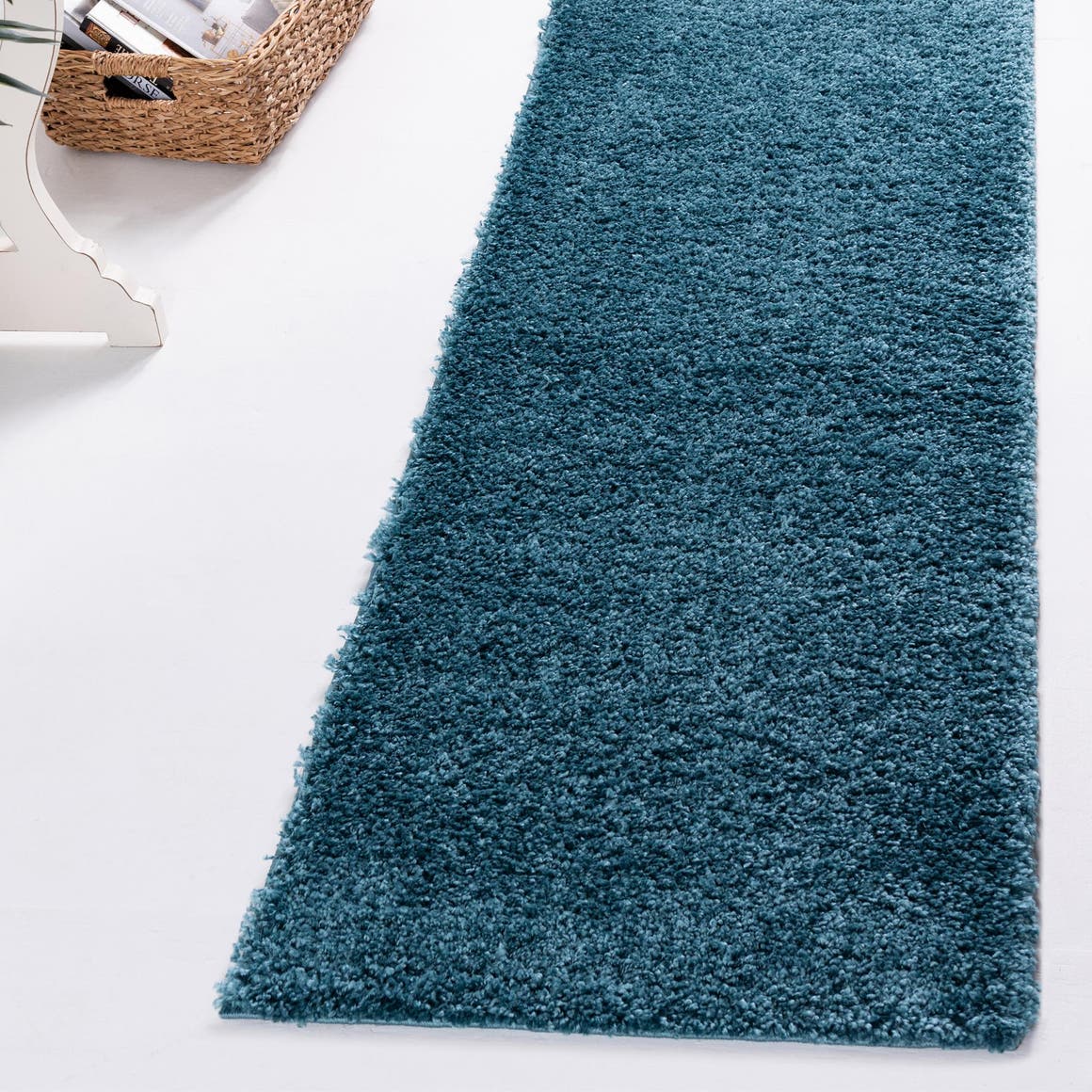 Turquoise 2' x 6' 9 Soft Solid Shag Runner Area Rug Thick Soft Touch Fluffy & Plush Shaggy Pile 100% Polypropylene Minimalist Carpet for Modern Home Interiors for Sale at Rug Engine