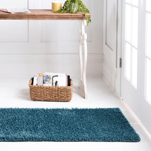 Turquoise 2' 7 x 13' 1 Soft Solid Shag Runner Area Rug Thick Soft Touch Fluffy & Plush Shaggy Pile