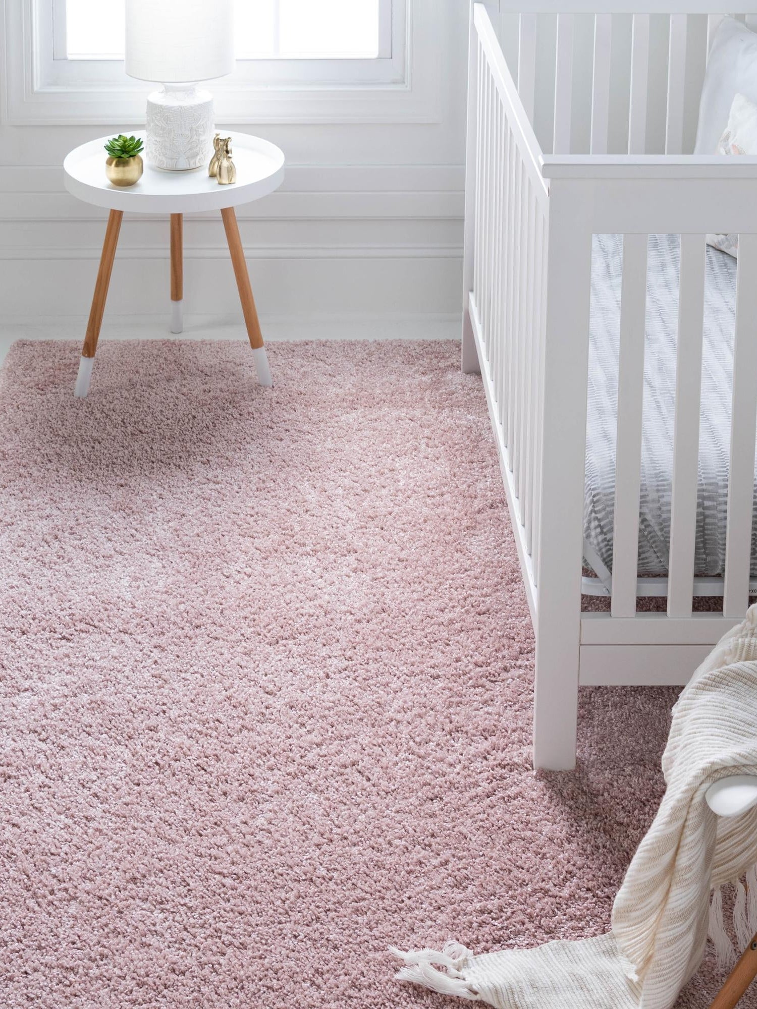 Pink 8' x 10' Soft Solid Shag Rectangle Area Rug Thick Soft Touch Fluffy & Plush Shaggy Pile 100% Polypropylene Minimalist Carpet for Modern Home Interiors for Sale at Rug Engine