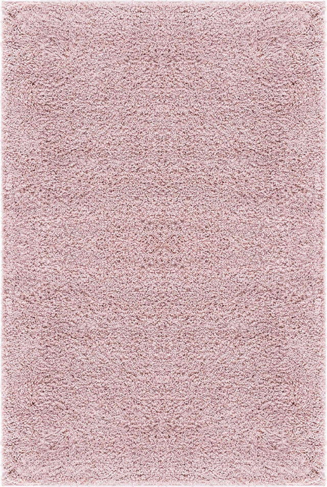 Pink 4' 1 x 6' 1 Soft Solid Shag Rectangle Area Rug Thick Soft Touch Fluffy & Plush Shaggy Pile