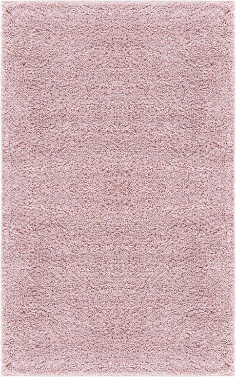 Pink 3' 3 x 5' 3 Soft Solid Shag Rectangle Area Rug Thick Soft Touch Fluffy & Plush Shaggy Pile