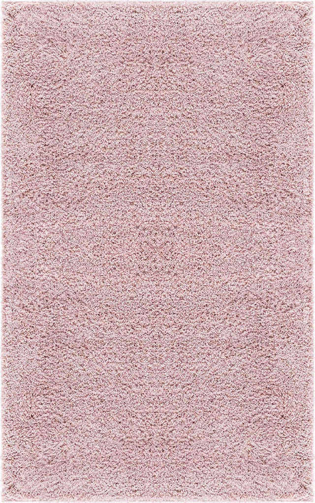 Pink 3' 3 x 5' 3 Soft Solid Shag Rectangle Area Rug Thick Soft Touch Fluffy & Plush Shaggy Pile