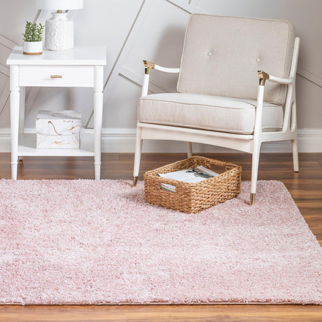 Pink 7' 10 x 7' 10 Soft Solid Shag Square Area Rug Thick Soft Touch Fluffy & Plush Shaggy Pile