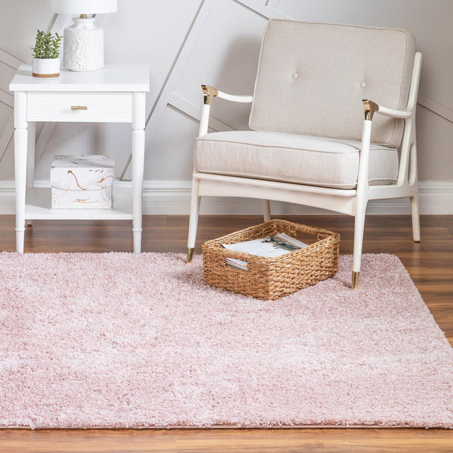 Pink 4' 1 x 4' 1 Soft Solid Shag Square Area Rug Thick Soft Touch Fluffy & Plush Shaggy Pile