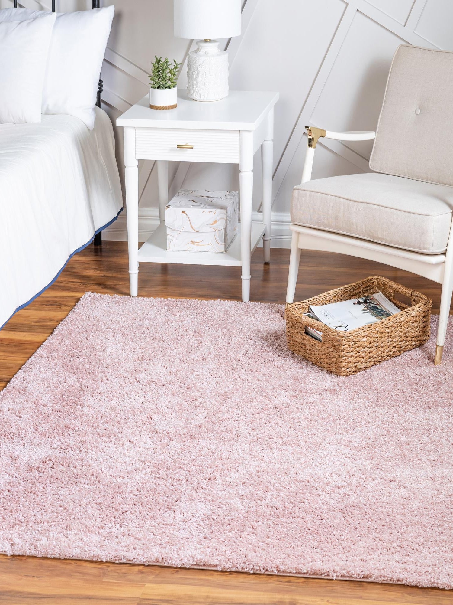 Pink 7' 10 x 7' 10 Soft Solid Shag Square Area Rug Thick Soft Touch Fluffy & Plush Shaggy Pile 100% Polypropylene Minimalist Carpet for Modern Home Interiors for Sale at Rug Engine