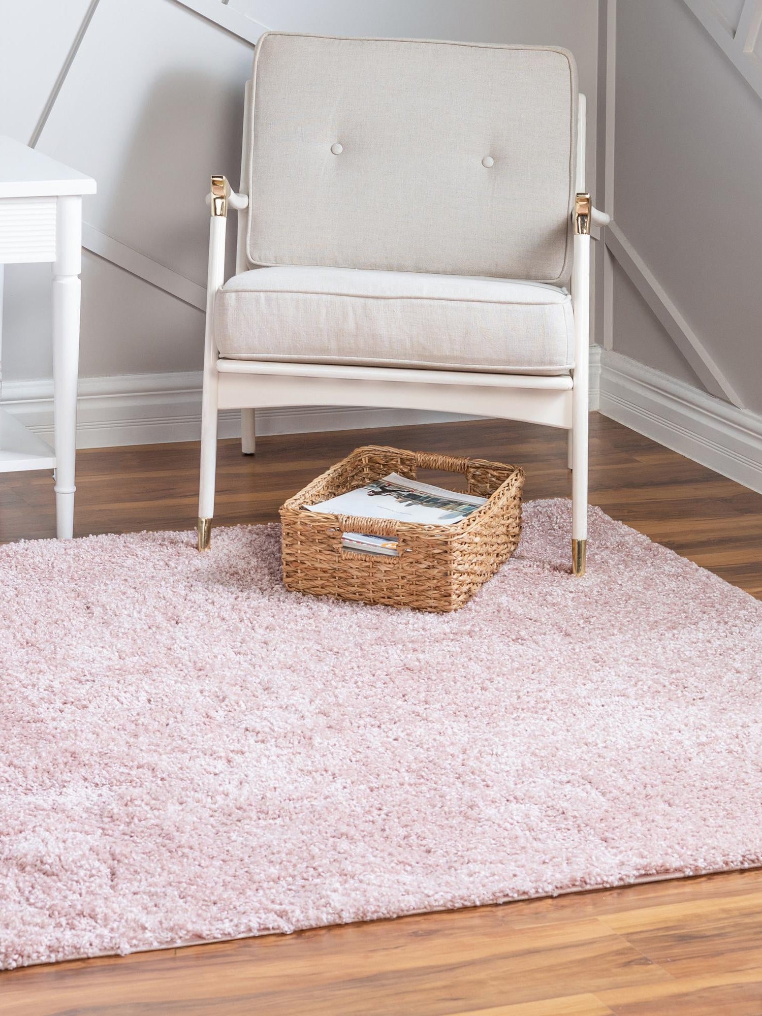 Pink 7' 10 x 7' 10 Soft Solid Shag Square Area Rug Thick Soft Touch Fluffy & Plush Shaggy Pile 100% Polypropylene Minimalist Carpet for Modern Home Interiors for Sale at Rug Engine