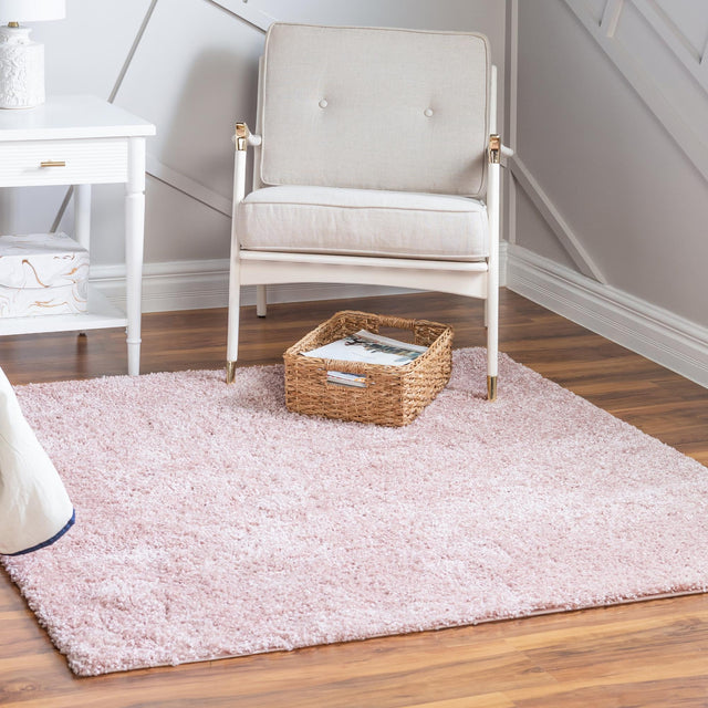 Pink 7' 10 x 7' 10 Soft Solid Shag Square Area Rug Thick Soft Touch Fluffy & Plush Shaggy Pile