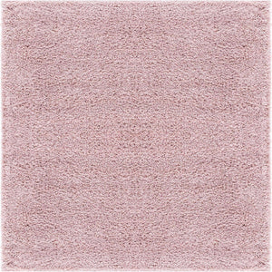 Pink 5' 1 x 5' 1 Soft Solid Shag Square Area Rug Thick Soft Touch Fluffy & Plush Shaggy Pile