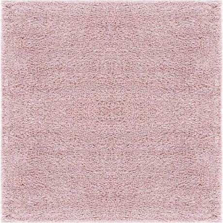 Pink 5' 1 x 5' 1 Soft Solid Shag Square Area Rug Thick Soft Touch Fluffy & Plush Shaggy Pile