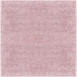 Pink 4' 1 x 4' 1 Soft Solid Shag Square Area Rug Thick Soft Touch Fluffy & Plush Shaggy Pile
