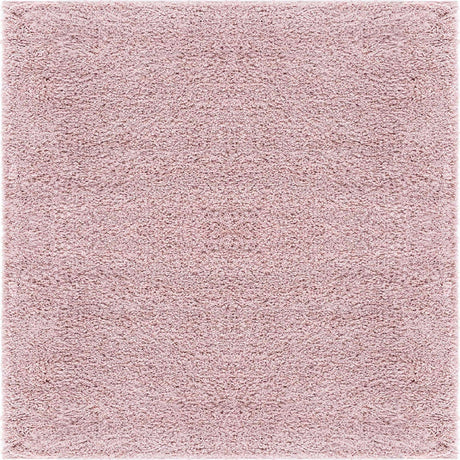Pink 4' 1 x 4' 1 Soft Solid Shag Square Area Rug Thick Soft Touch Fluffy & Plush Shaggy Pile