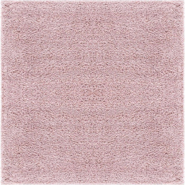Pink 4' 1 x 4' 1 Soft Solid Shag Square Area Rug Thick Soft Touch Fluffy & Plush Shaggy Pile