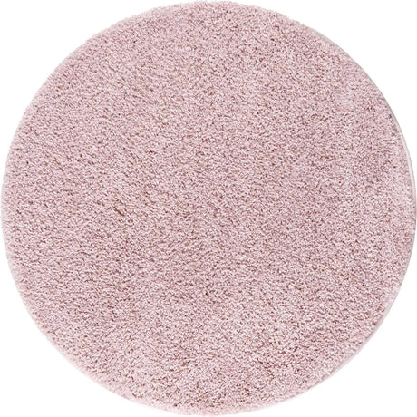 Pink 8' x 8' Soft Solid Shag Round Area Rug Thick Soft Touch Fluffy & Plush Shaggy Pile