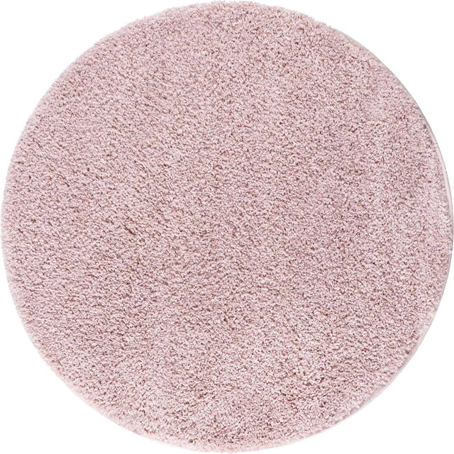Pink 8' x 8' Soft Solid Shag Round Area Rug Thick Soft Touch Fluffy & Plush Shaggy Pile