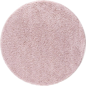 Pink 3' 3 x 3' 3 Soft Solid Shag Round Area Rug Thick Soft Touch Fluffy & Plush Shaggy Pile