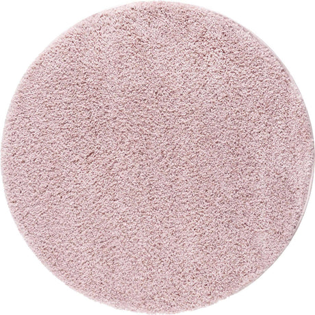 Pink 3' 3 x 3' 3 Soft Solid Shag Round Area Rug Thick Soft Touch Fluffy & Plush Shaggy Pile