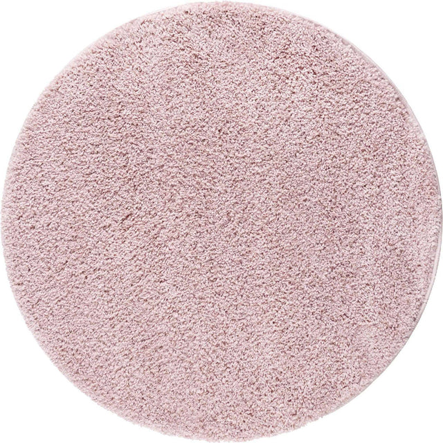 Pink 3' 3 x 3' 3 Soft Solid Shag Round Area Rug Thick Soft Touch Fluffy & Plush Shaggy Pile