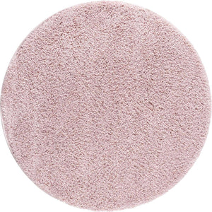 Pink 4' 1 x 4' 1 Soft Solid Shag Round Area Rug Thick Soft Touch Fluffy & Plush Shaggy Pile