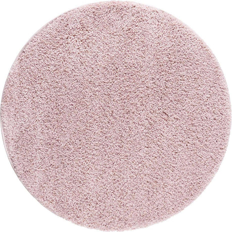 Pink 4' 1 x 4' 1 Soft Solid Shag Round Area Rug Thick Soft Touch Fluffy & Plush Shaggy Pile