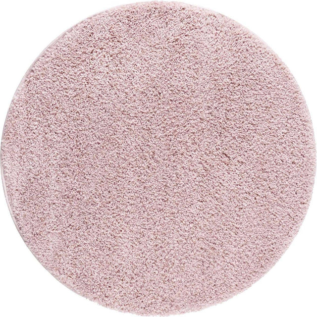 Pink 4' 1 x 4' 1 Soft Solid Shag Round Area Rug Thick Soft Touch Fluffy & Plush Shaggy Pile